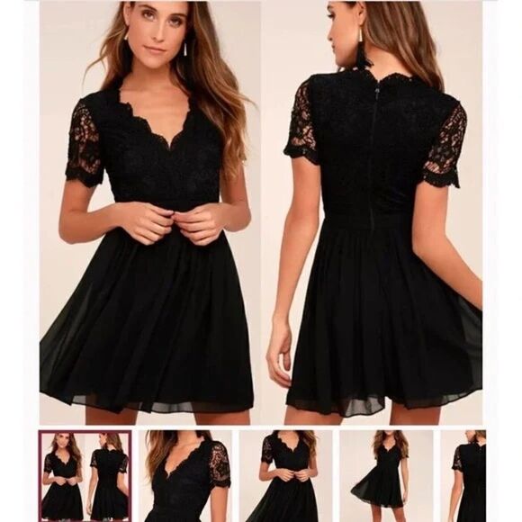 Lulus | Women's Angel in Disguise Lace Skater Fit & Flare Dress | L NWT - Picture 5 of 6